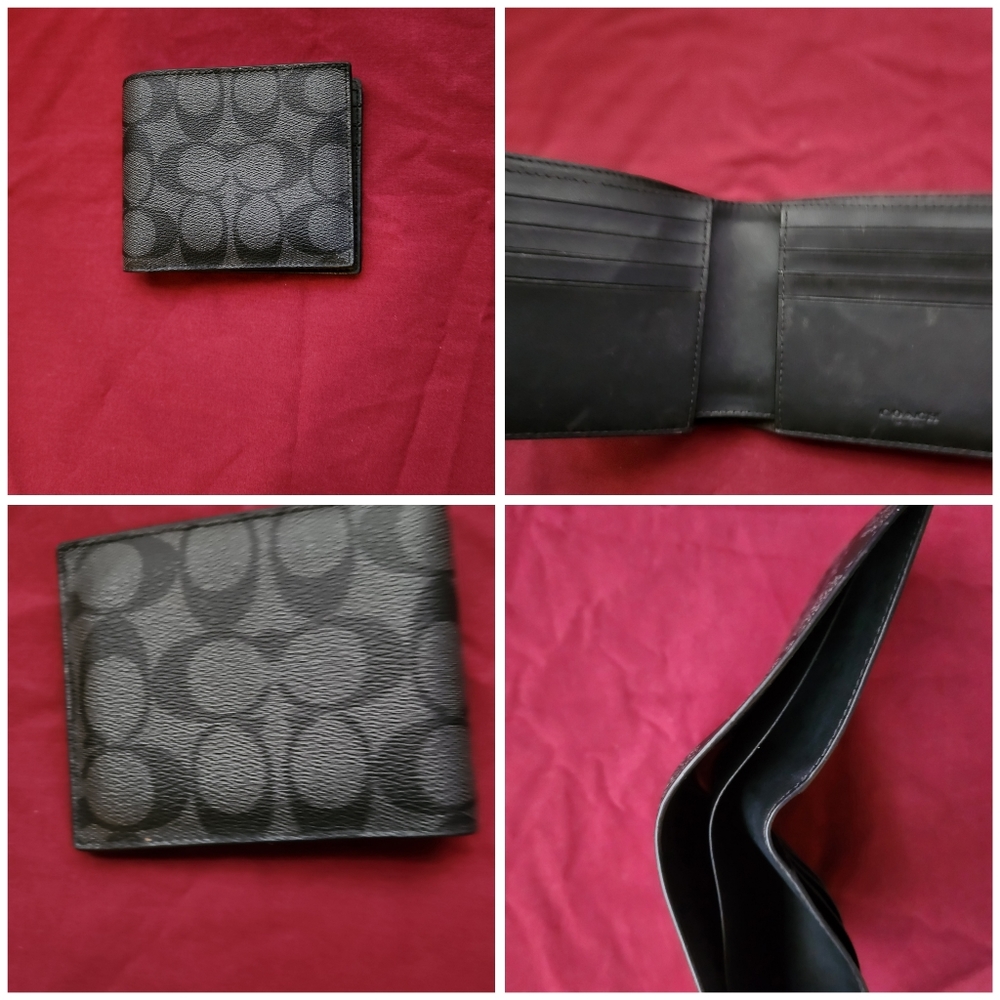 Coach  Men's Black Signature Wallet Billfold